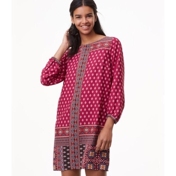 LOFT Dresses & Skirts - LOFT Diamond Mosaic Tunic Shift 3/4 Sleeve Dress
